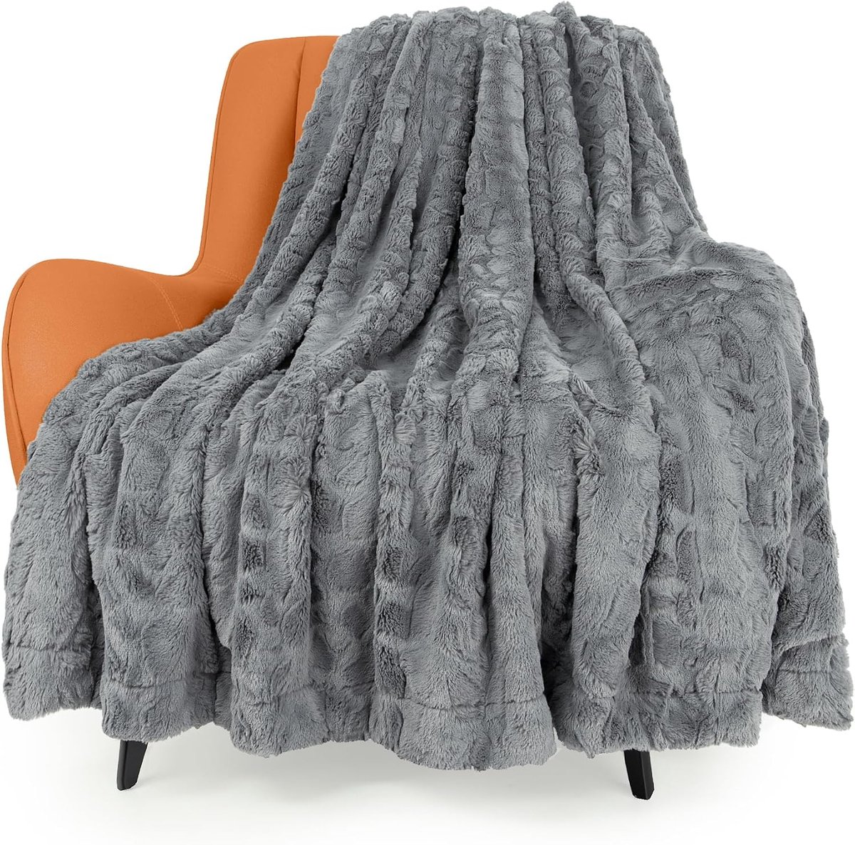Fuzzy deken, knusse luxe deken van imitatiebont, extra zacht, dubbelzijdig, pluizig, pluche warme deken voor bank, slaapbank, 130 x 170 cm (lichtgrijs)