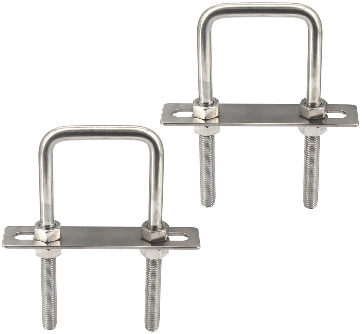 304 roestvrijstalen vierkante U-bouten met zeskantmoeren, frameplaat, ronde ringen (2 stuks)