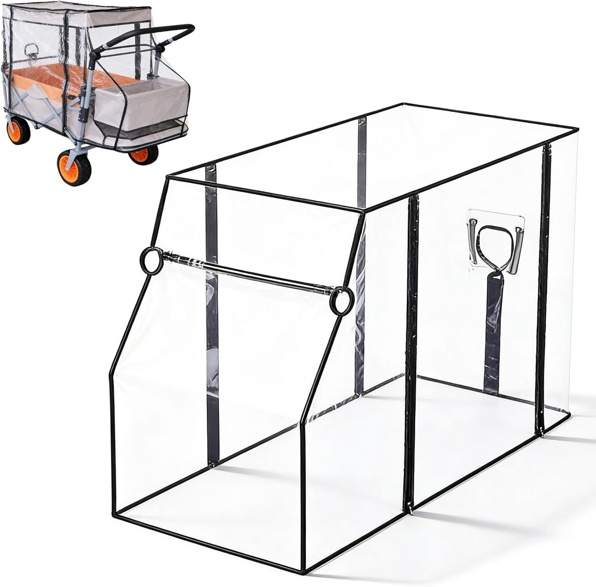 115 × 51 × 75 × cm universele bolderkar regenbescherming Eva kunststof opvouwbaar transparant regenscherm, waterdichte regenhoes transparant, bolderkar accessoires, voor outdoor camping en