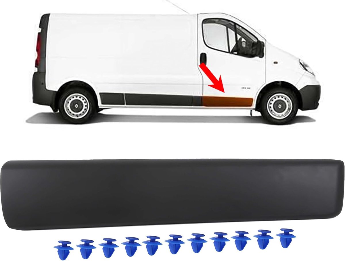 Beschermstrips, stootlijsten, zwart, compatibel met Trafic Vivaro Primastar 8200036086 91165345 (2001-2013)