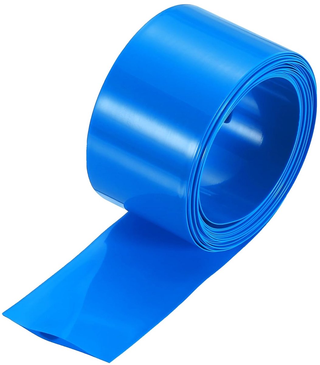 PVC krimpkous, 2,5 m lang, 19 mm diameter, 30 mm platte brede isolatieslang, waterdichte beschermslang, krimpverhouding 2:1, krimpkous voor batterijbatterijenset, blauw
