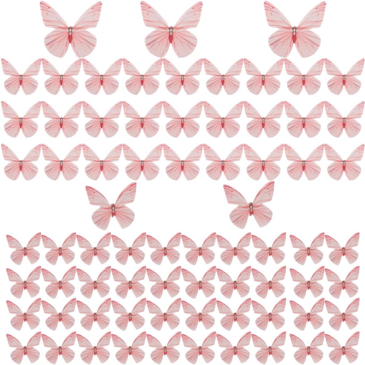 72 stuks vlinder cupcake toppers, ouwelpapier, mooie vlinder taartdecoraties voor bruiloften/verjaardagsfeestjes, taartdecoratie benodigdheden, roze