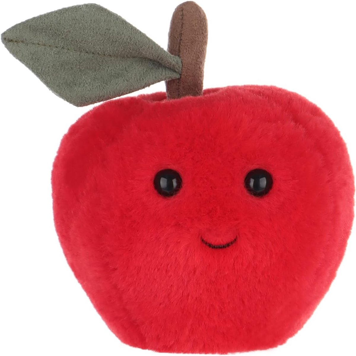 Lamb Appel Essen pluche dieren voor kinderen, zacht schattig knuffeldier voor baby's, meisjes en jongens, pluizige appel, eten, rood, 14 cm