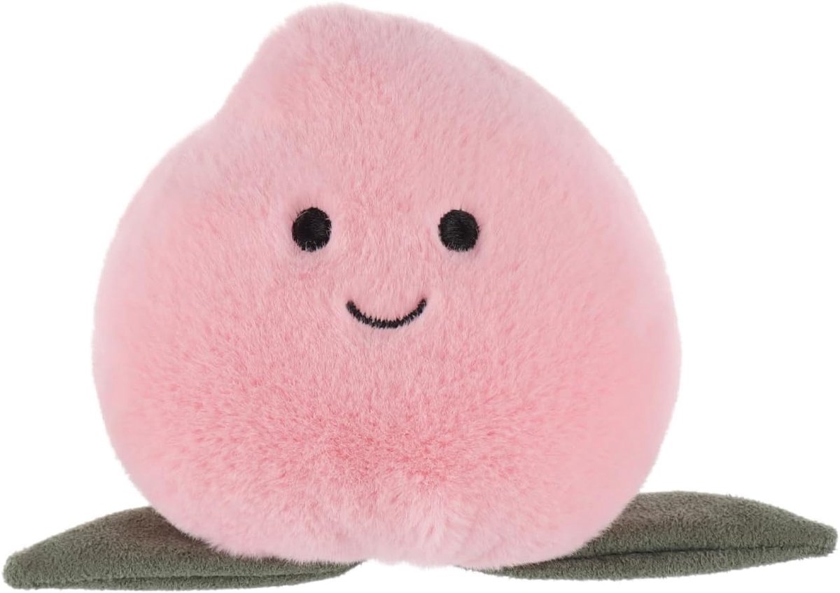Lamb Perzik Fruit Pluche dieren voor kinderen, zacht schattig knuffeldier voor baby's, meisjes en jongens, pluizige perzik, fruit, roze, 10 cm