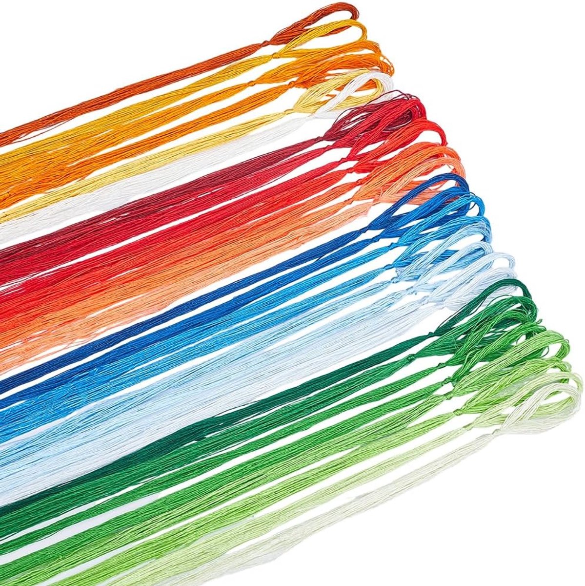 640M 32 strengen zijde geborduurde draden groen oranje geel blauw handgemaakte borduurwerk regenboog floss set kruissteek bulk armband string voor naaien maken handwerk doe-het-zelf
