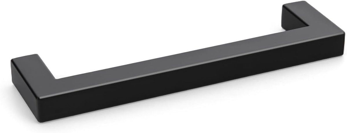 Gatafstand keukengrepen, voor keukenkasten, meubelgrepen, roestvrij staal, gatafstand, 96 mm, zwart, 6 stuks