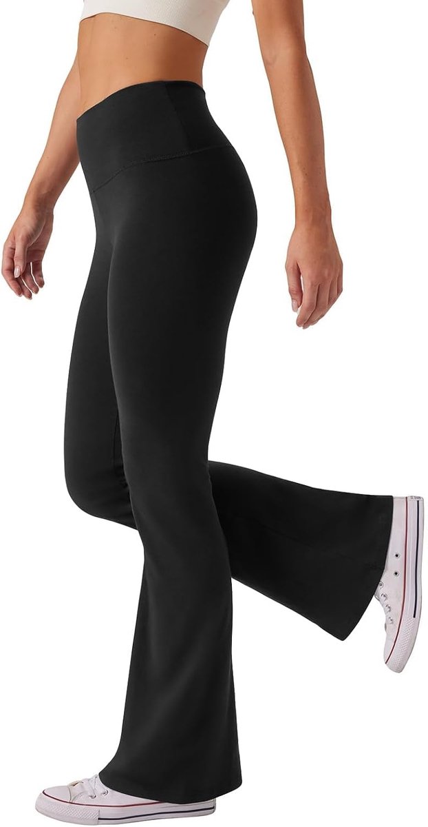 Yogabroek voor dames, hoge taille, uitlopende leggings, buikspiertraining, elastisch, voor vrije tijd