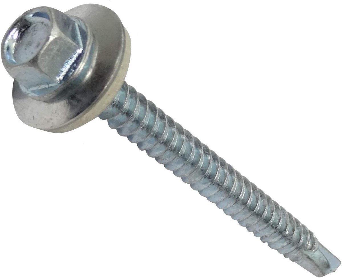 Zelfborende schroeven met Sluitring/neopreen – Hex - M5.5x60mm - Verzinkt staal - DIN7504K - C44541