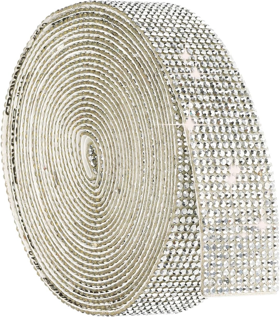 12 rijen zelfklevende strass-steentjes voor doe-het-zelfprojecten, bruiloftsfeesten, autodecoratie en telefoondecoratie, zilverkleurig