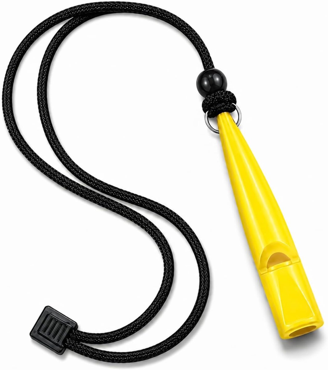 Fluitje voor Acme hondentraining nr. 211,5, anti-blaffluitje, lang bereik, herinnering met koord voor alle rassen, krachtig en constant geluid, jacht en hondentraining, 80 mm, geel