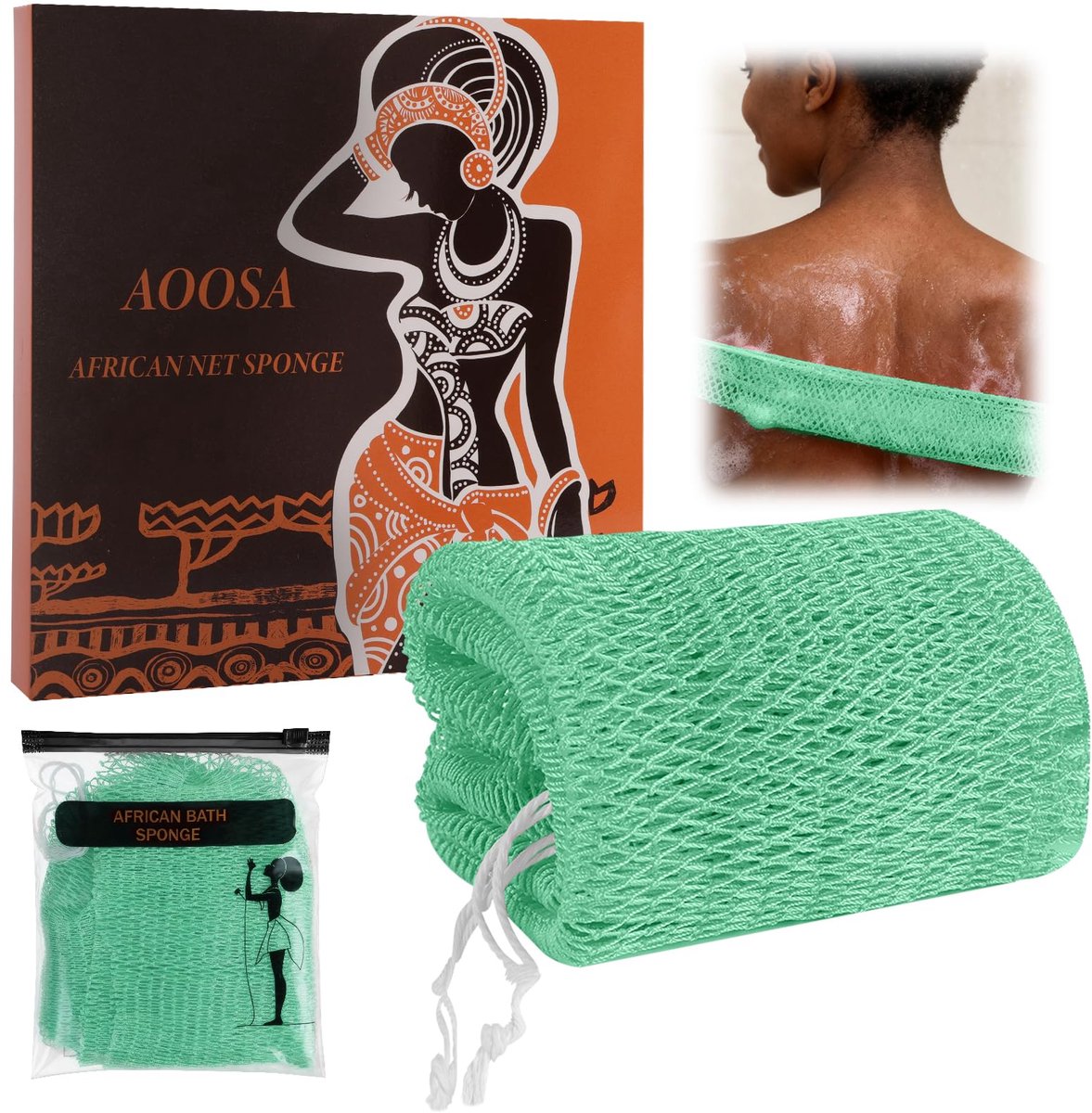 AOOSA African Mesh badspons met noppen - olijfgroen - ShopVlot