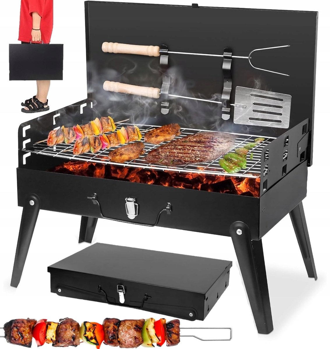 Draagbare Opvouwbare Koolgrill Koffer Stijl - Ideaal voor Camping