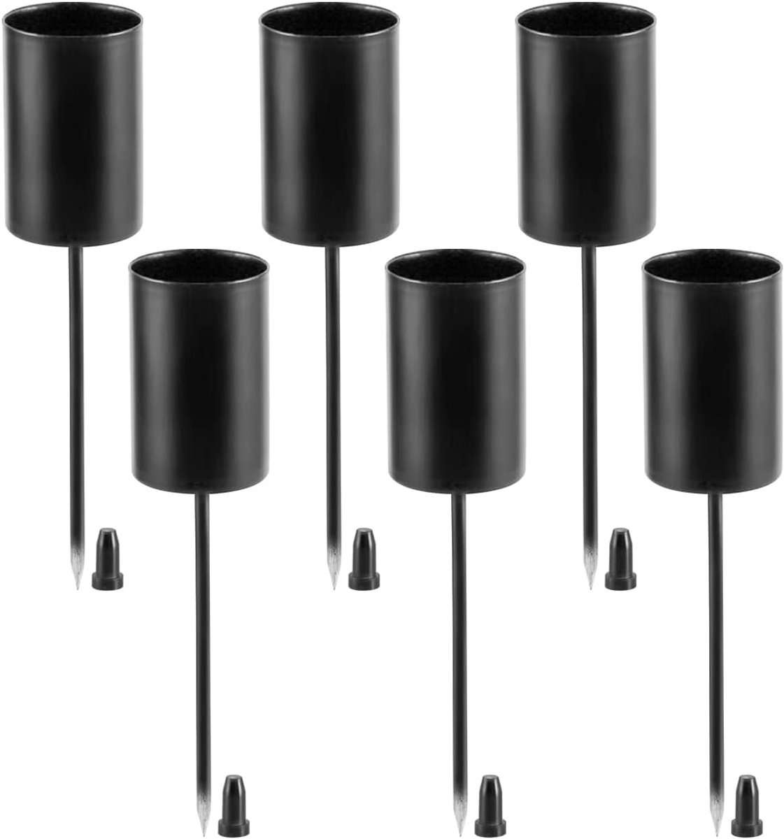 6 stuks Ø 2,5 cm kaarsenhouder, lichthouder, staaflicht, zwart, lichtconnector, kaarslicht, kandelaar