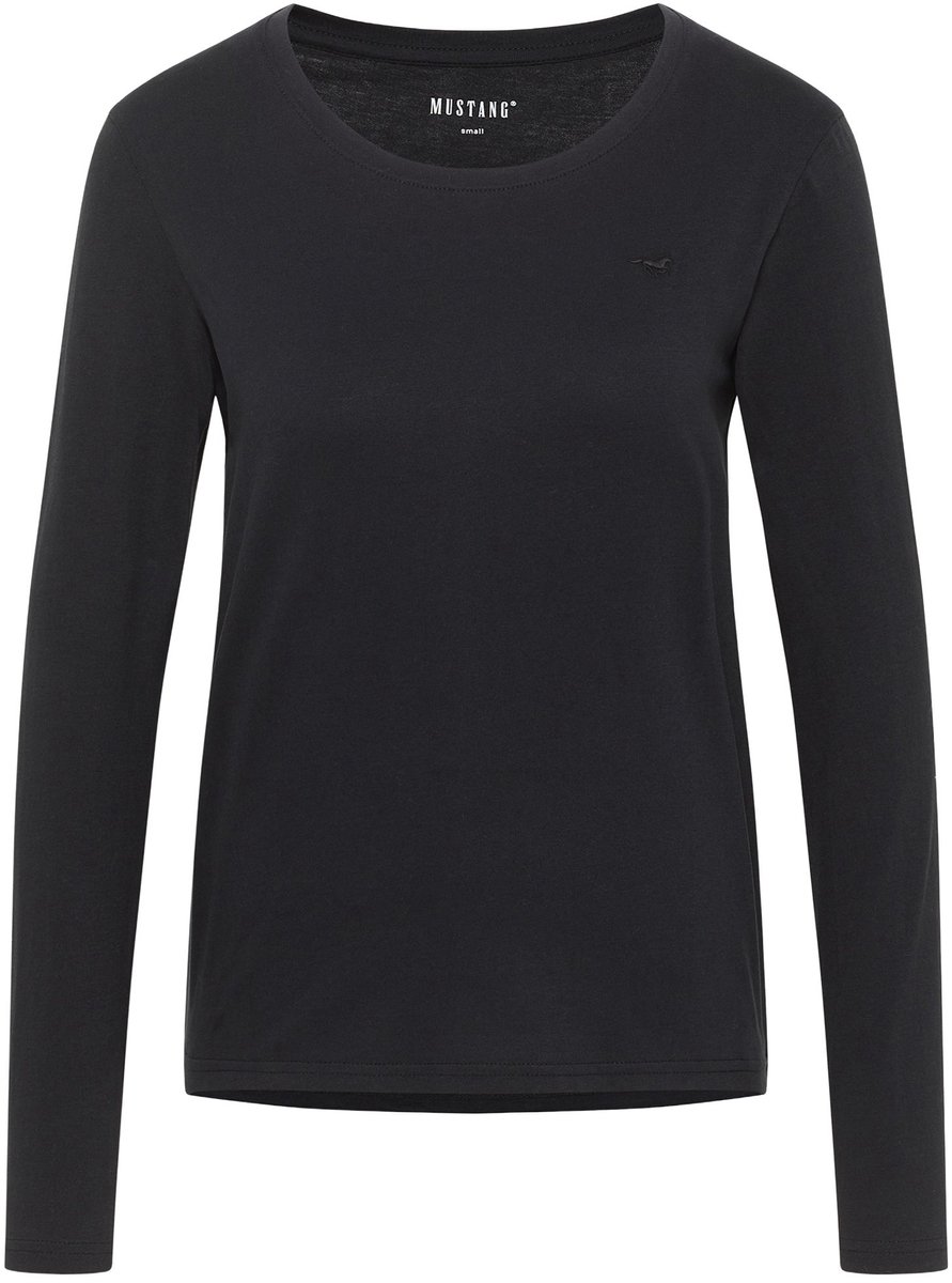 Mustang Dames Longsleeve ELLY regular fit Zwart XL Ronde Hals Volwassenen