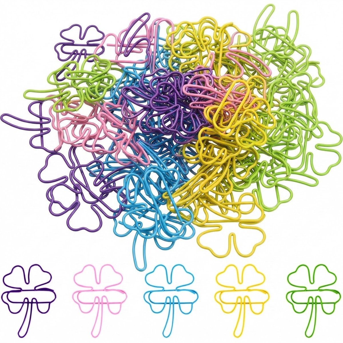 SolidKeus - 50 Stuks Klaverblad Paperclips in Multicolor