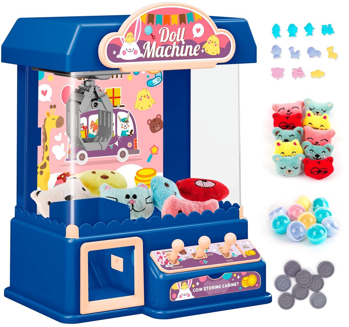 SolidKeus - Mini Claw Machine met 10 Speelgoed en Munten