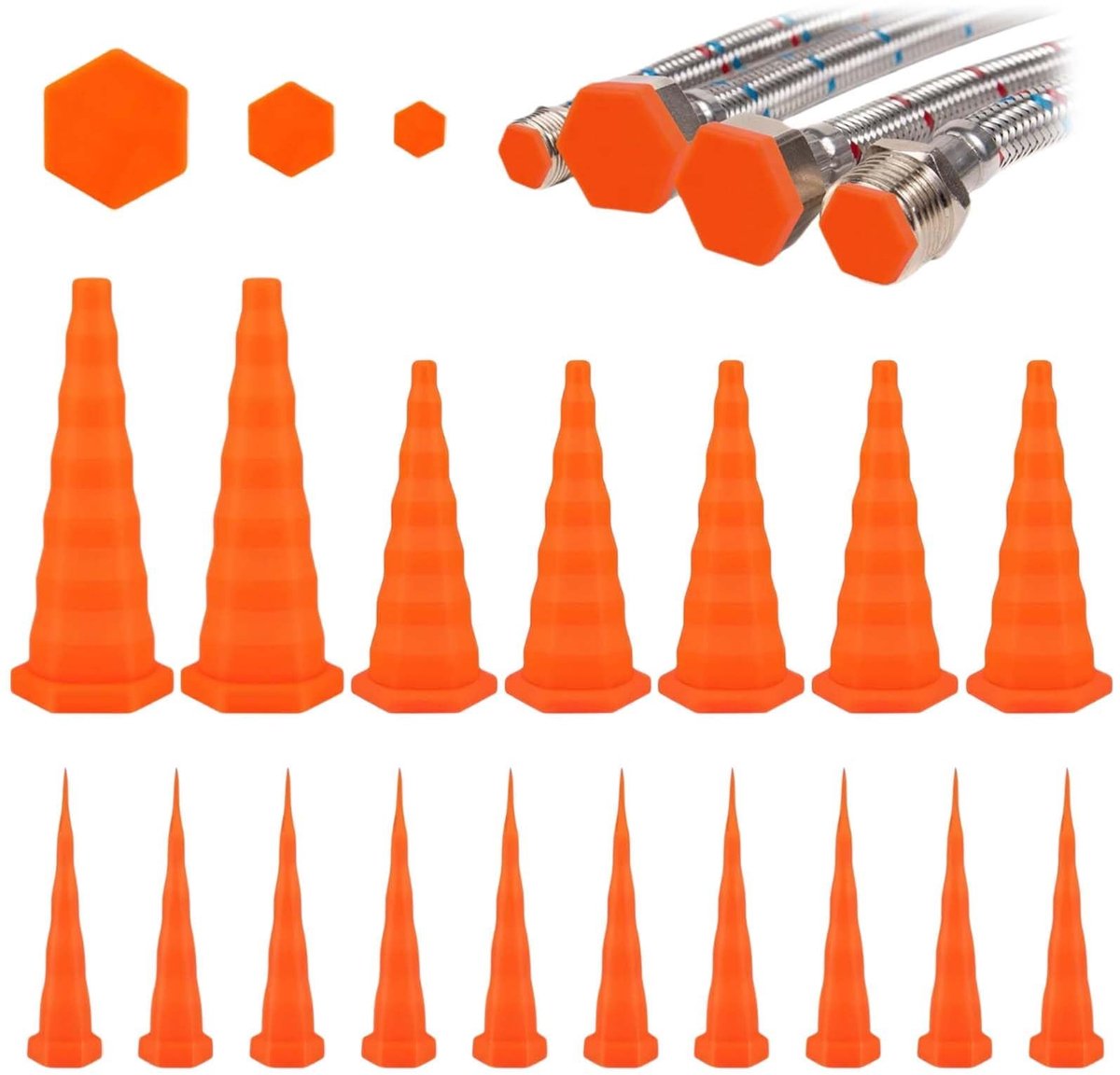 SolidKeus - Set van 17 Siliconen Conische Stoppers in Drie Maten