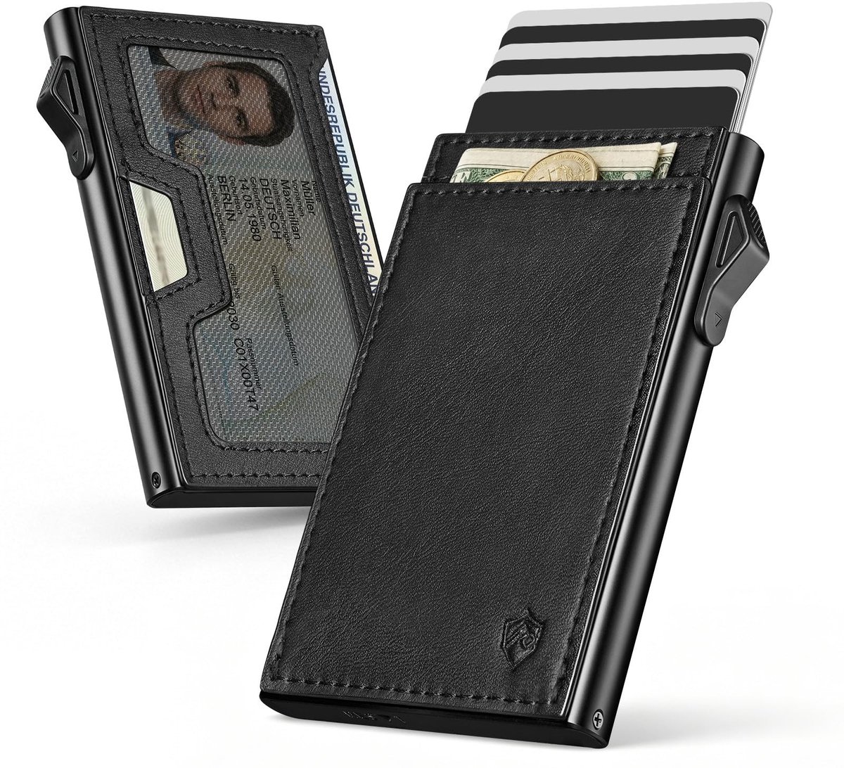 SolidKeus - Bauhaus Pop-Up Wallet met RFID Bescherming en Coin Pocket