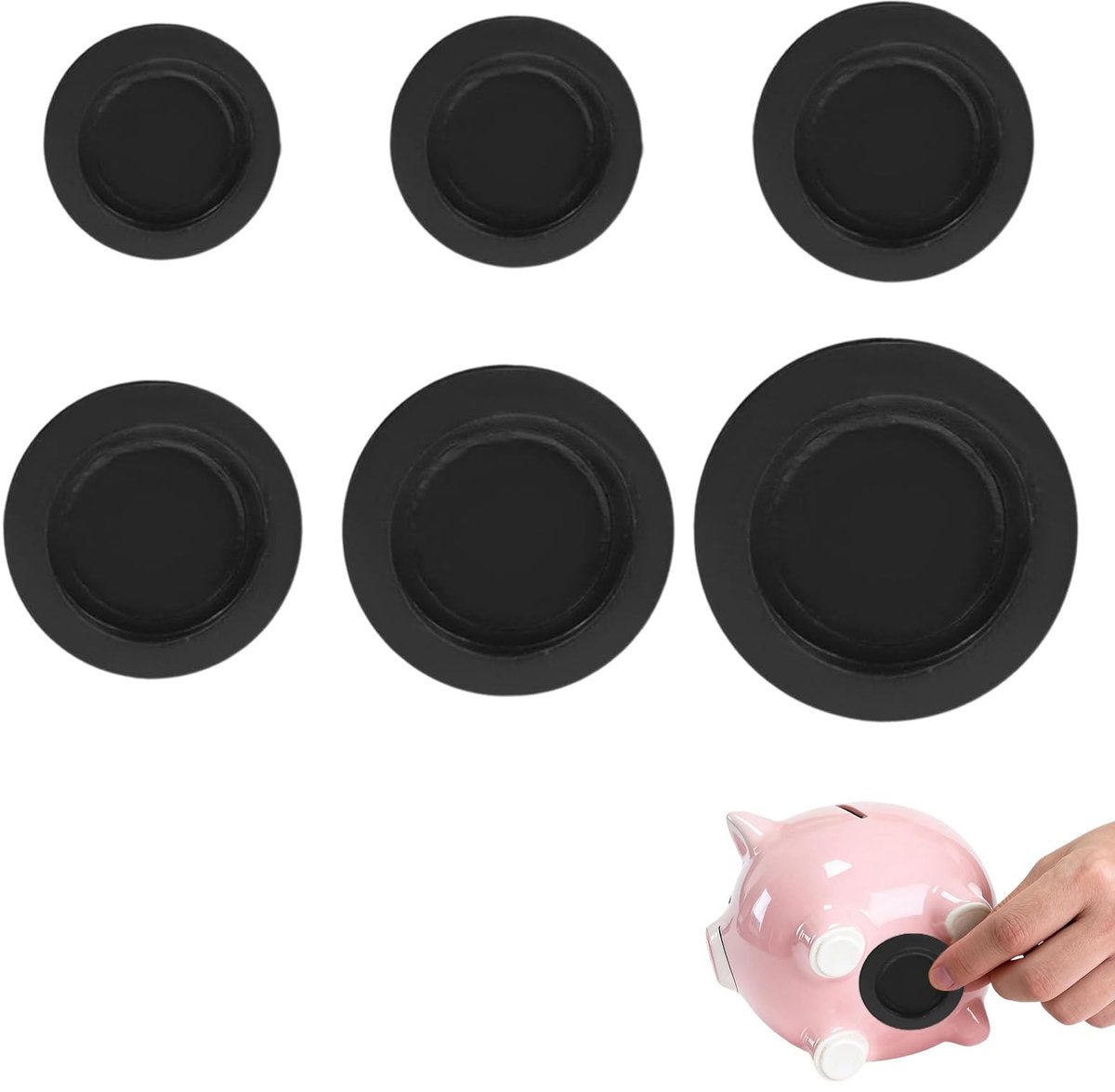 SolidKeus - Set van 6 Flexibele Gummistoppers voor Spaarvarkens