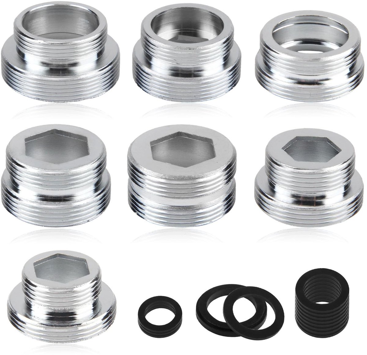 SolidKeus - Set van 7 Faucet Adapters met Rubber Seals voor Wateraansluitingen