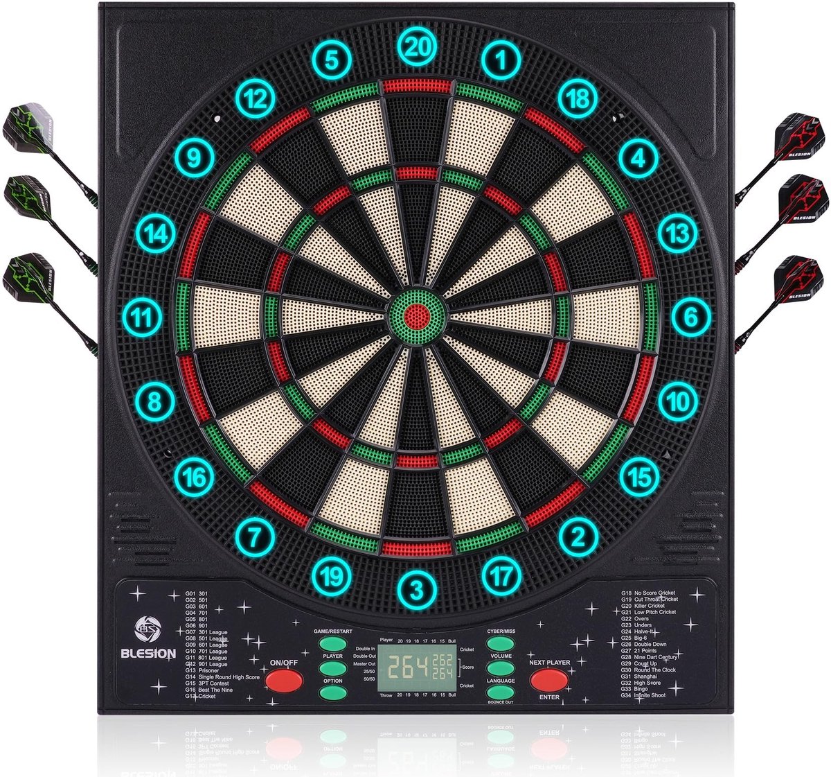 SolidKeus - Geavanceerd Elektronisch Dartbord met 6 Dartpijlen en Duitse Stem