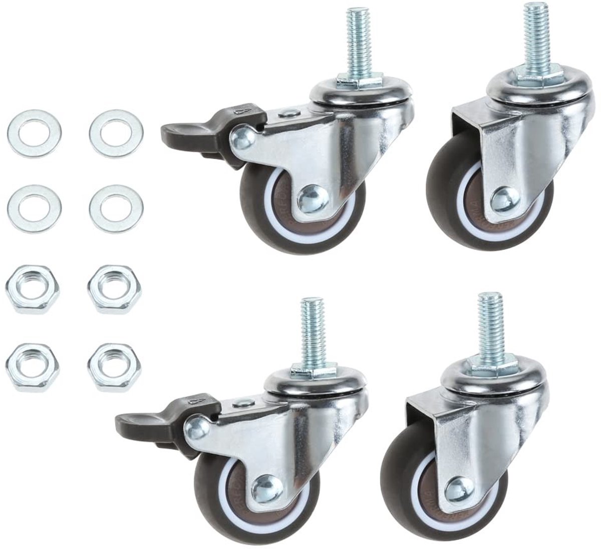 SolidKeus - 4x Meubelwielen met Rem en 32 mm Diameter