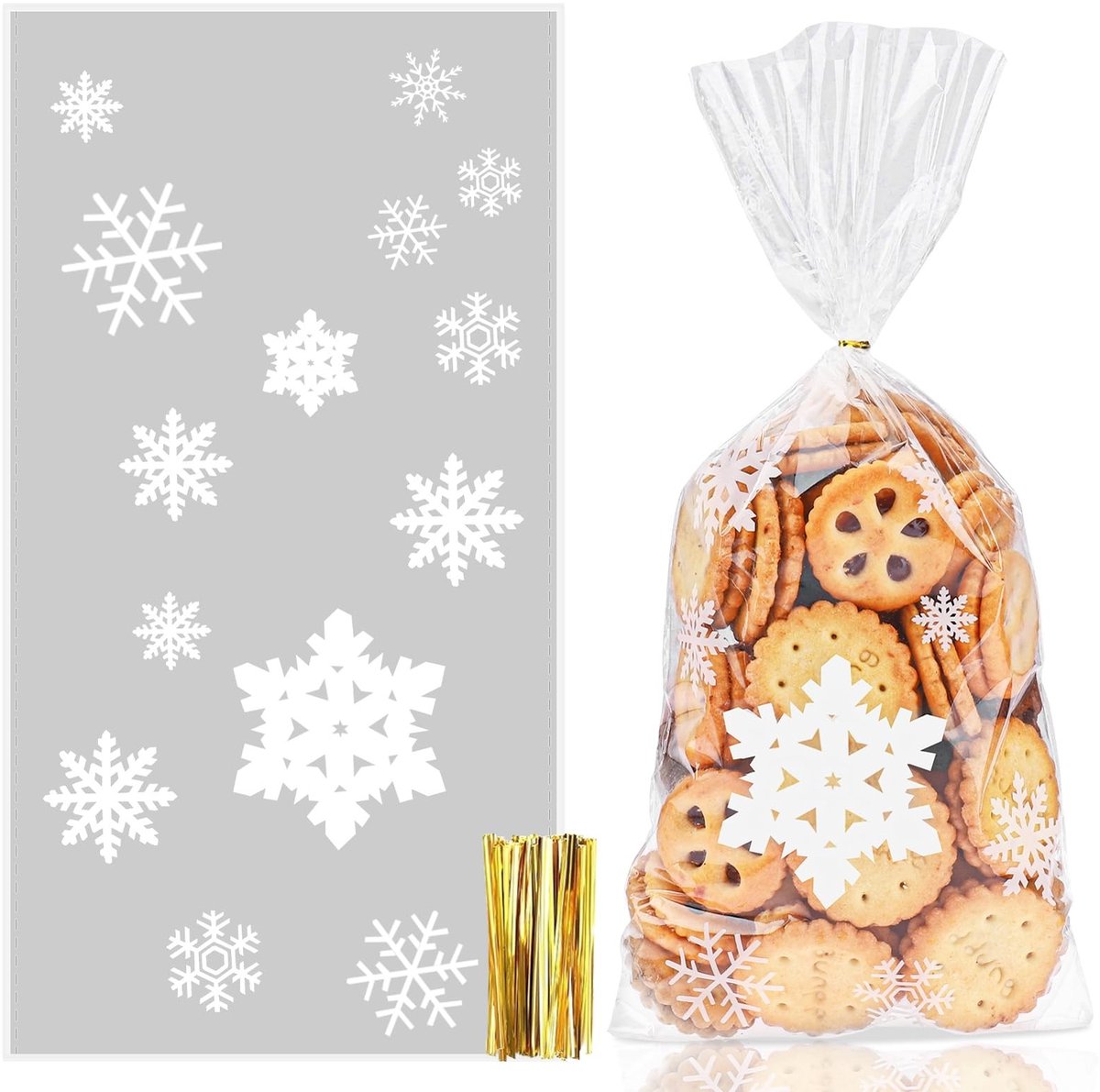 SolidKeus - 50 Stuks Kerst Snoepzakken met Twist Ties