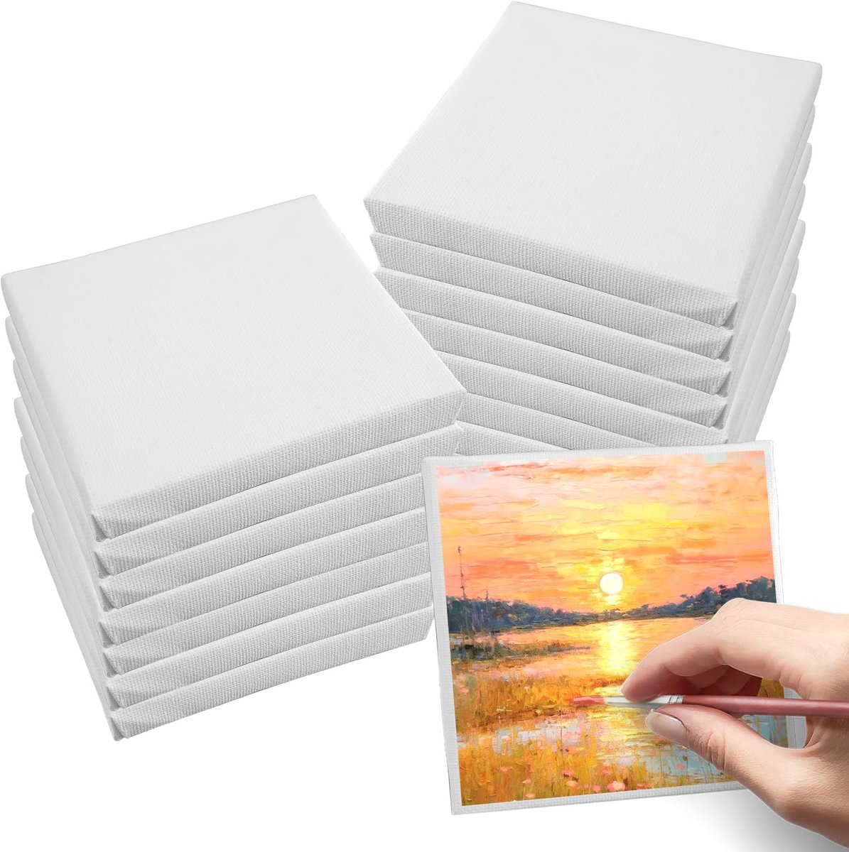 SolidKeus - Set van 16 Mini Canvasdoeken 10 x 10 cm voor Schilderen