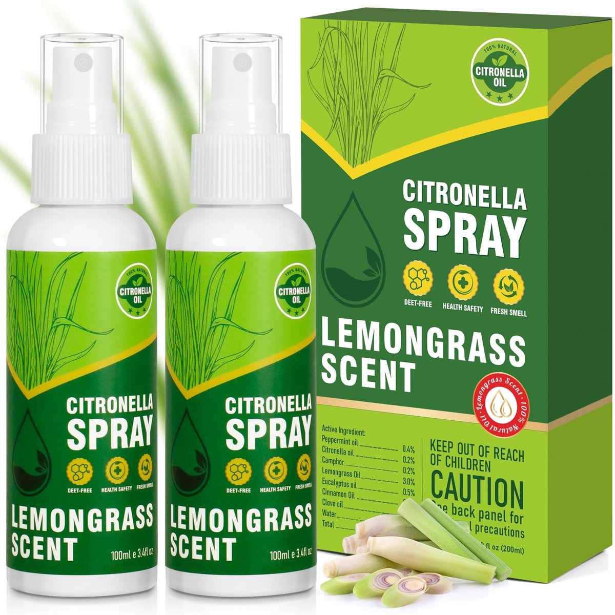 SolidKeus - Citronella Spray met Lemongrass Geur 100ml Set van 2