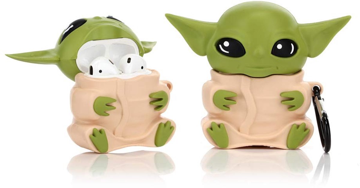 SolidKeus - Siliconen Hoesje voor Airpods 1 en 2 met Schattig Baby Yoda Ontwerp
