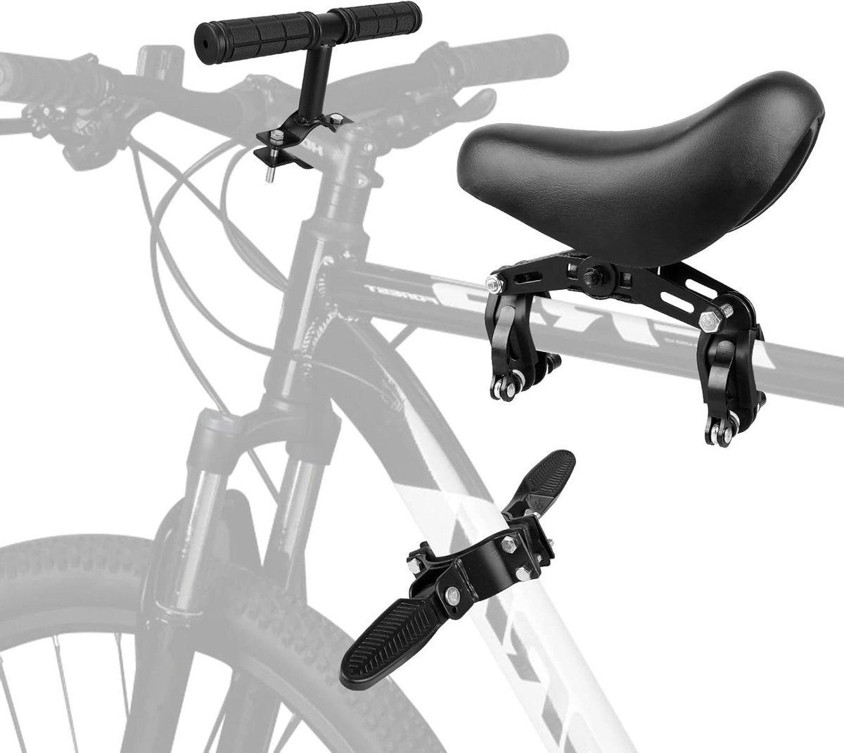 Kinderfietszitje Vooraan - Fietsstoel Kind - Samen Fietsen - Verstelbaar Ontwerp - Universele Pasvorm - Zwart