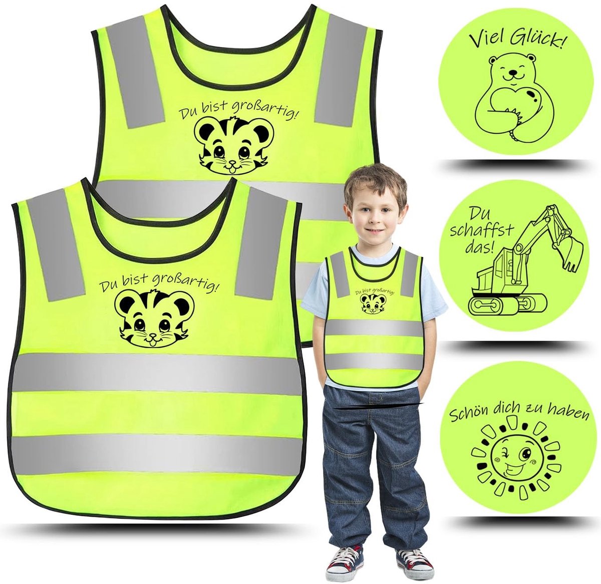 SolidKeus - 2 Kinder Veiligheidsvesten Reflecterend voor Verbeterde Zichtbaarheid