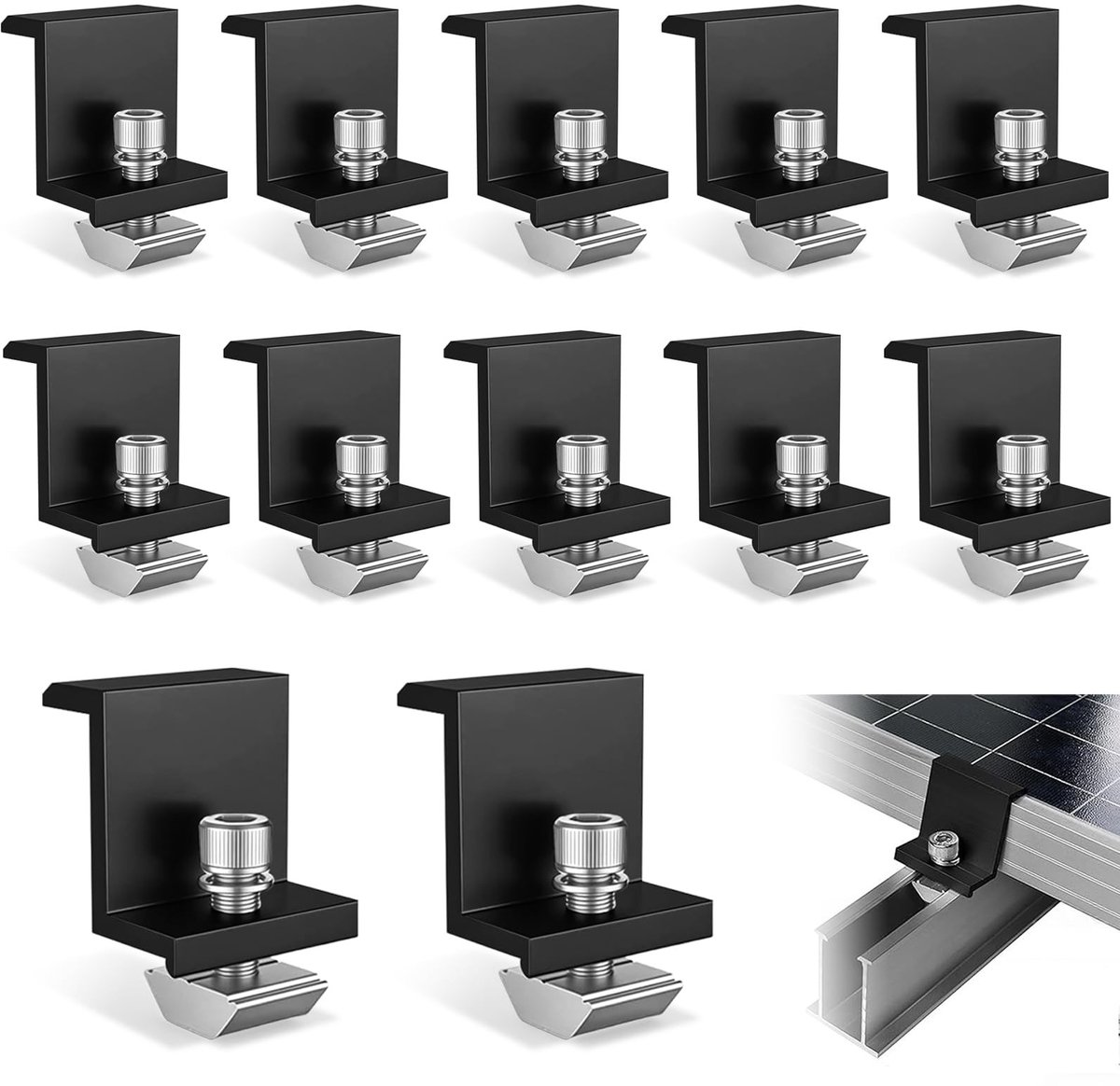 SolidKeus - 12 Stuks Aluminium Klemmen voor Zonnepanelen