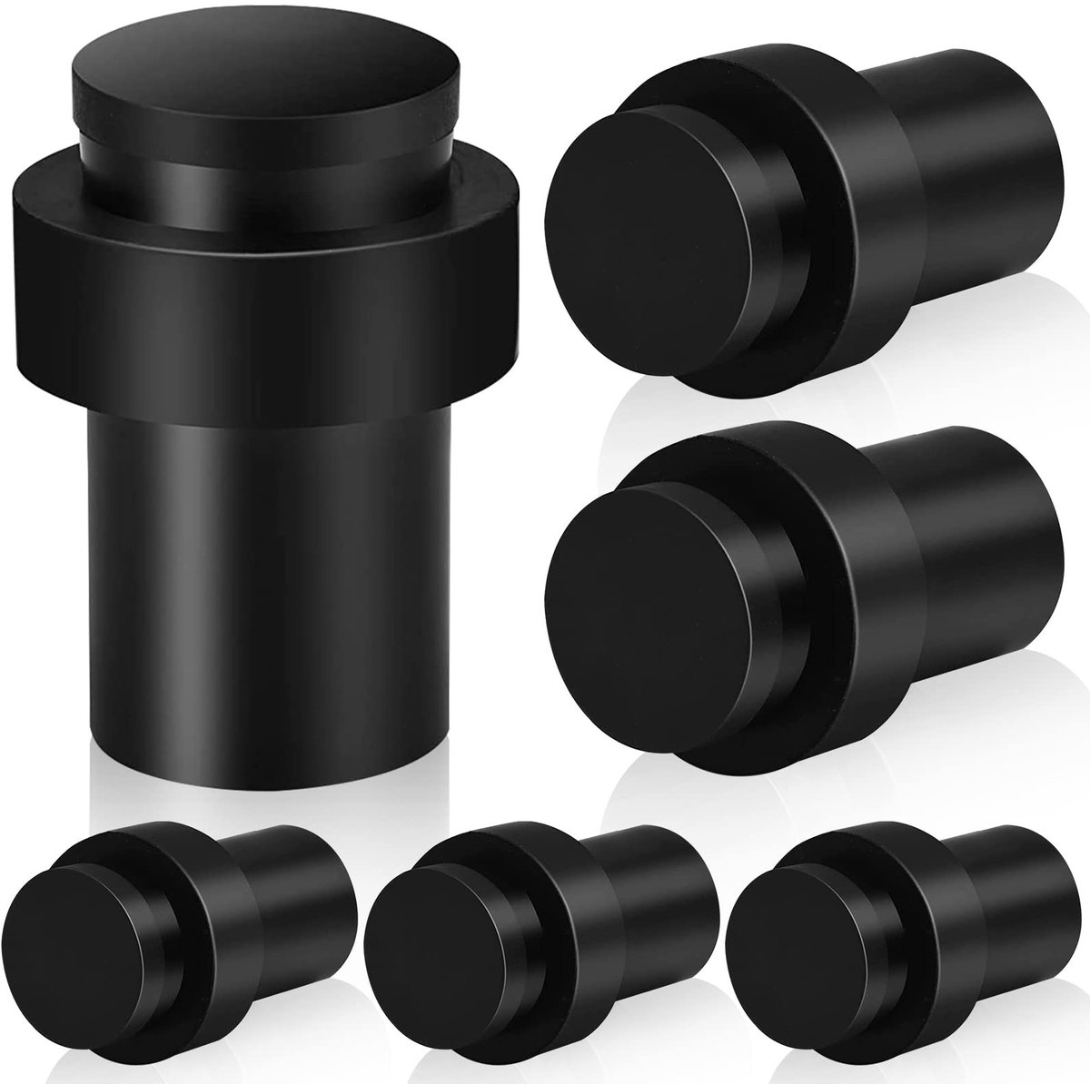 SolidKeus - Zwarte Deurstopper, 6 Stuks Met Geluidsdempende Rubber Buffer