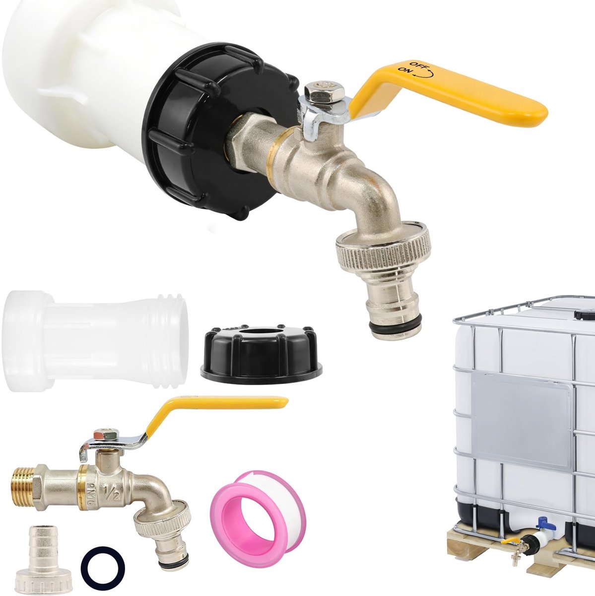 SolidKeus - IBC Tank Afvoerkraan met Verlenging voor 1000L Watertank