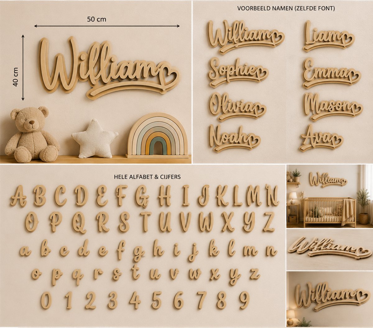 Gepersonaliseerde Houten Naam Wanddecoratie Kinderkamer – 3D Houten Naamplaat op Maat – Dubbele Laag Hout – 5 mm per Laag – Totale Dikte 10 mm – Naamdecoratie Babykamer Kinderkamer – Natuurlijke Houtkleur – Persoonlijk Cadeau