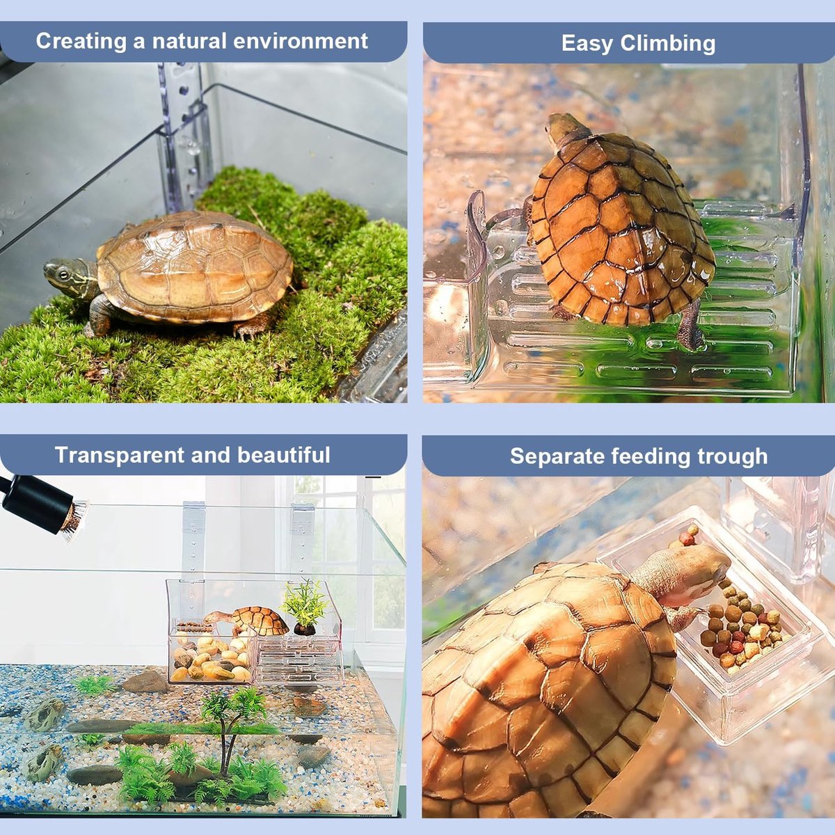 Terras Voor Schildpadrust, Aquatisch Reptielrustplatform, Hangend Rustplatform Voor Schildpadden, Aquariumaccessoires, Verstelbaar, Voor Schildpadden, Kleine Reptielen, M