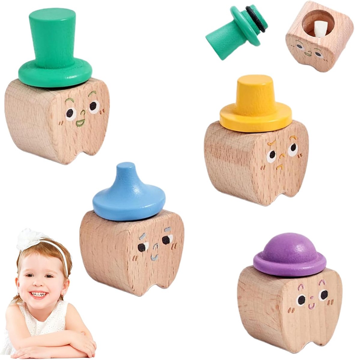 4 stuks melktanddozen, tanddozen voor het opbergen van de eerste, melktanden, herinneringsdoos voor jongens en meisjes, tandenfee cadeau voor jongens meisjes, melktandendoos, melktanden