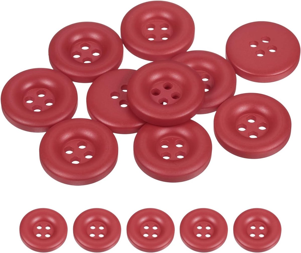 10 stuks 20 mm (3/4 inch), 4 gaten, harsknoppen, dik, rond, reserveknoppen voor kleding, doe-het-zelf, handwerk, decoratie, helder rood