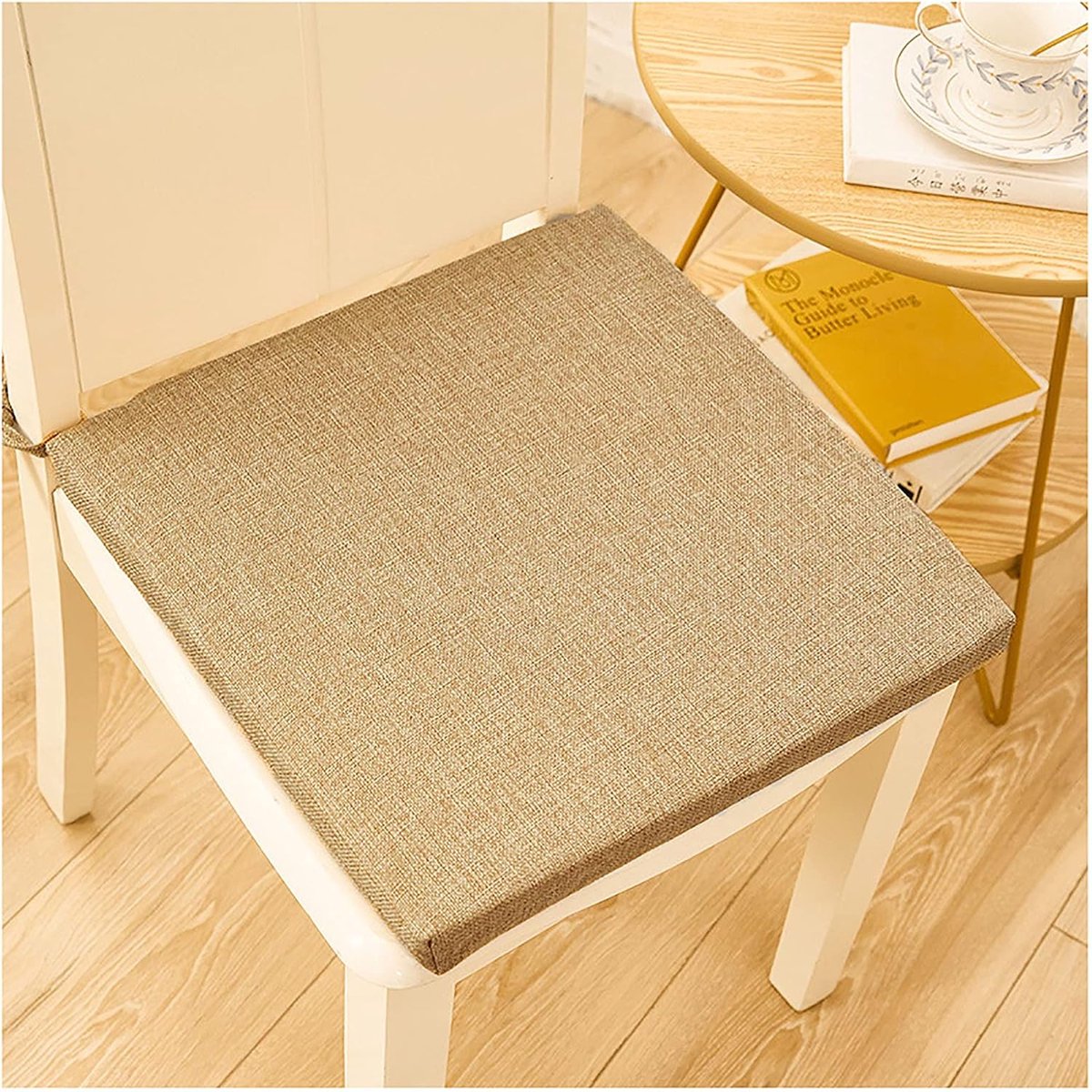 Comfortabele stoelkussens, Eetkamerstoel Kussen Zitkussens Met Stropdassen Verwijderbaar, Zitkussens voor Eetstoelen, Woonkamer, Keuken, Tuin, Kantoor, meerdere kleuren-Strandkleur 45x45x4cm (1