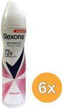 Rexona Women Advanced Protection Biorythm anti-transpirant spray met 72 uur bescherming. Verpakking van 6.