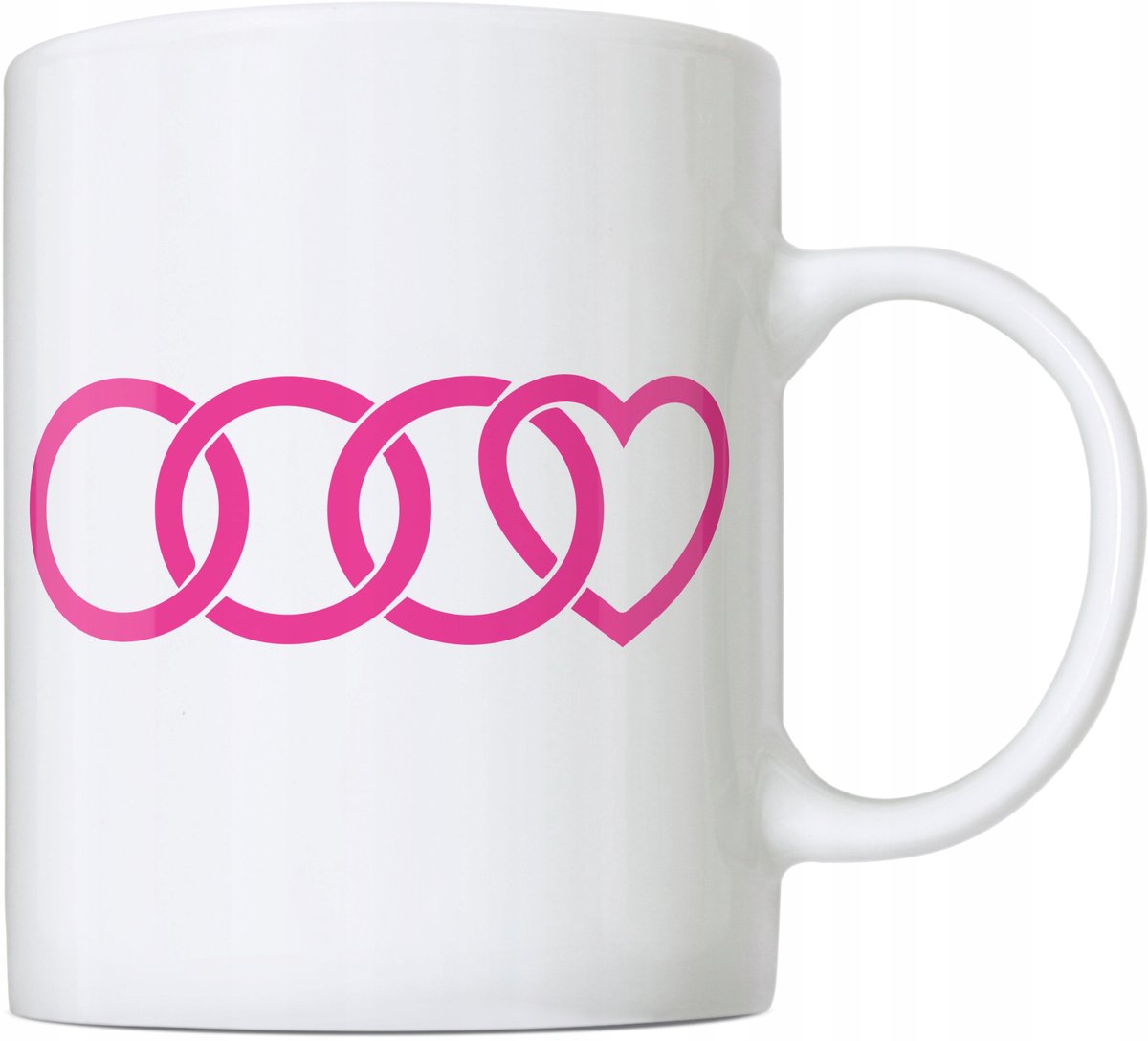 Merkloze Keramische Mok met Hart en Ringprint - 330 ml