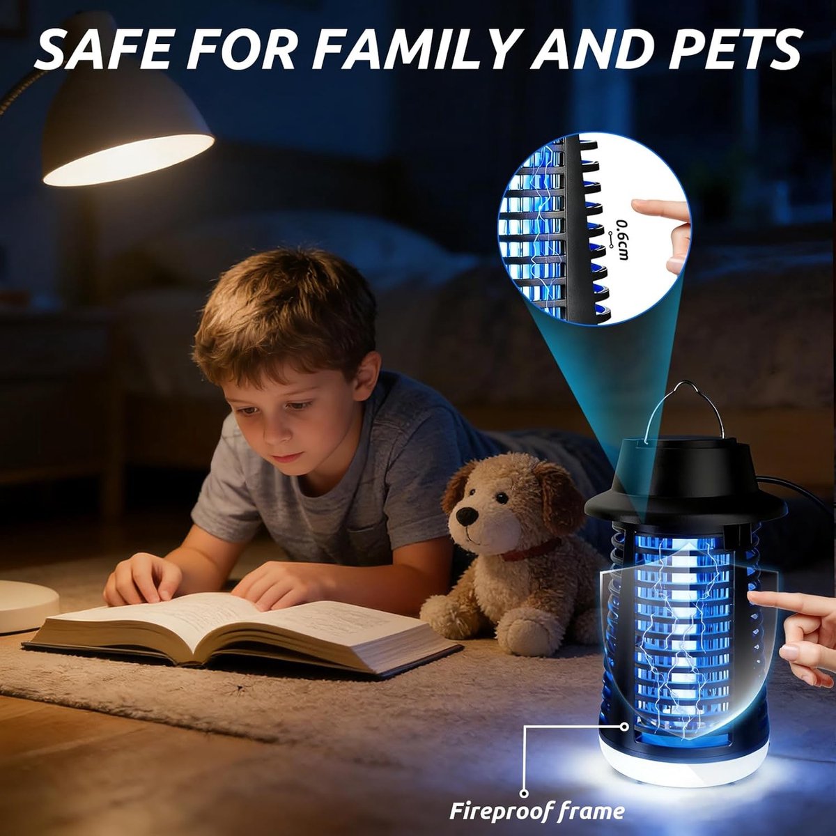 Elektrische Muggenlamp - Zwart - 16 x 28 cm - UV Lamp met 4000V en LED-verlichting - Voor Binnen en Buiten