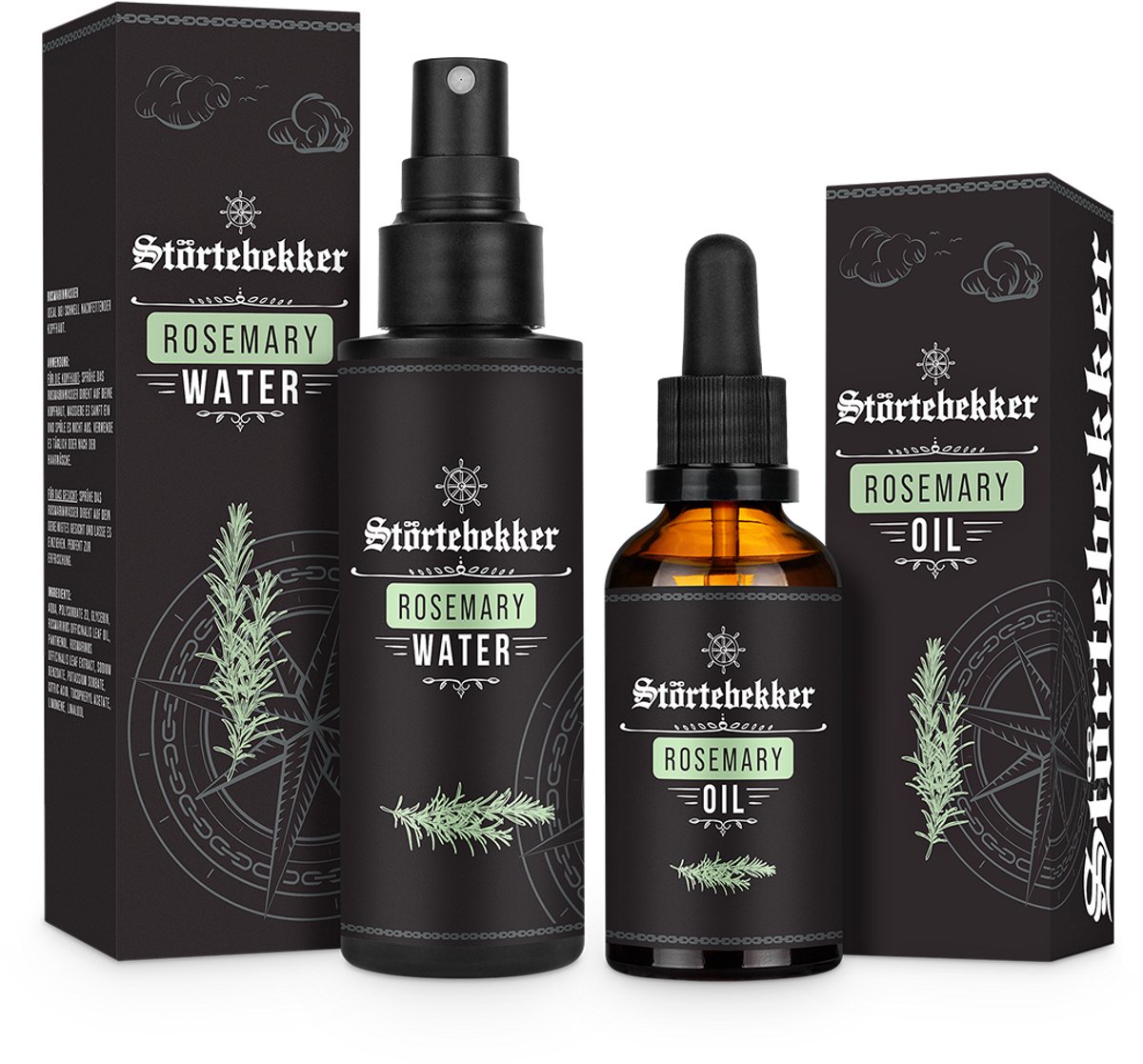 Störtebekker® Rozemarijnwater (125 ml) & Rozemarijnolie (50 ml) Set - Scalp Care Duo Heren voor Hoofdhuid & Haar - Intensieve Verzorging, Meer Kracht & Glans - Dagelijkse Frisheid - Zonder Siliconen, Parabenen & PEG - Natuurlijke Rozemarijngeur