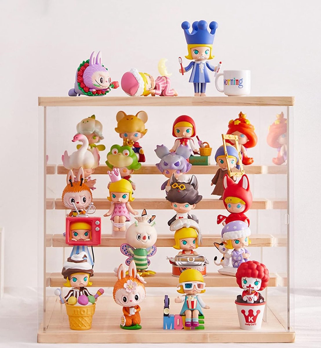 Vitrine voor verzameling, acryl vitrine, vitrine voor figuur, amiibo, object manga, acryl vitrine, woonkamer, met deur en standaard, opbergdoos voor etalage, kantoor, tentoonstelling
