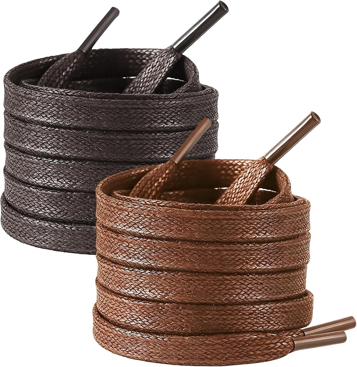 2 Paar Platte Gewaxte Veters van 6mm | Sterke Dunne Veters van een Katoenmix voor Formele Herenschoenen en Leren Oxfords