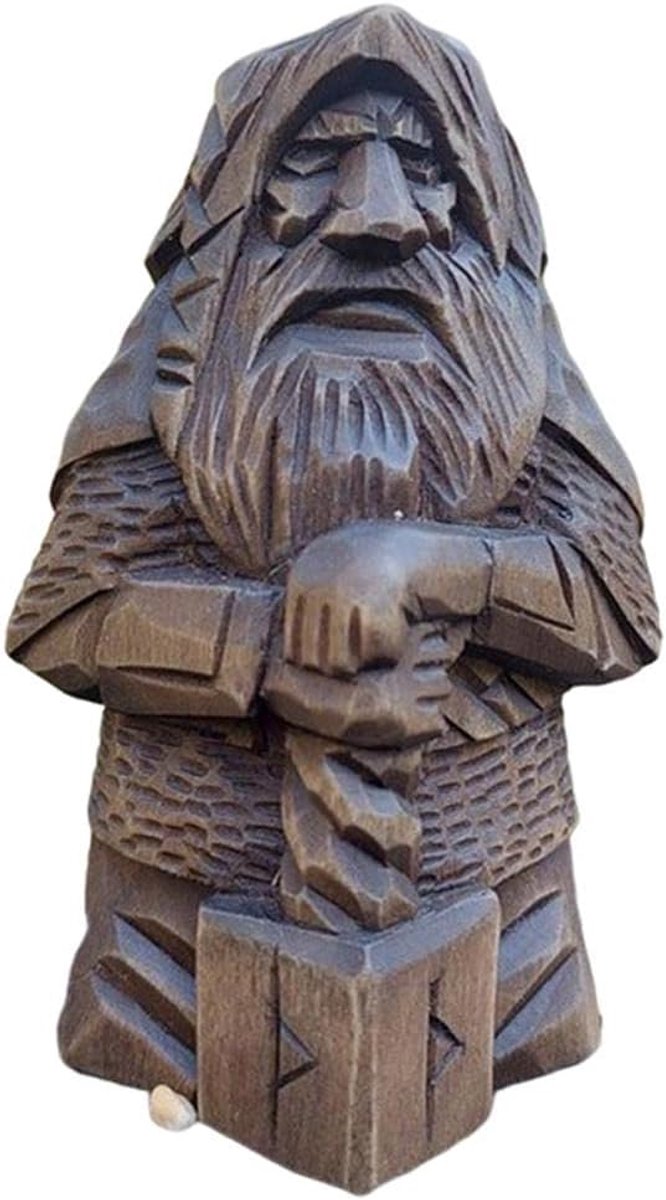 Beelden Odin Viking standbeeld kunst ambacht hars ornamenten beeldjes voor thuis buiten tuindecoratie (donder - hamer)