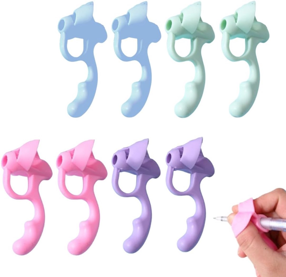 8 stuks potloodgreep voor kinderen, kinderen, grip potlood, grip, siliconen, ergonomisch, schrijfhulp voor links- en rechtshandigen, schrijfhulp voor kinderen en volwassenen