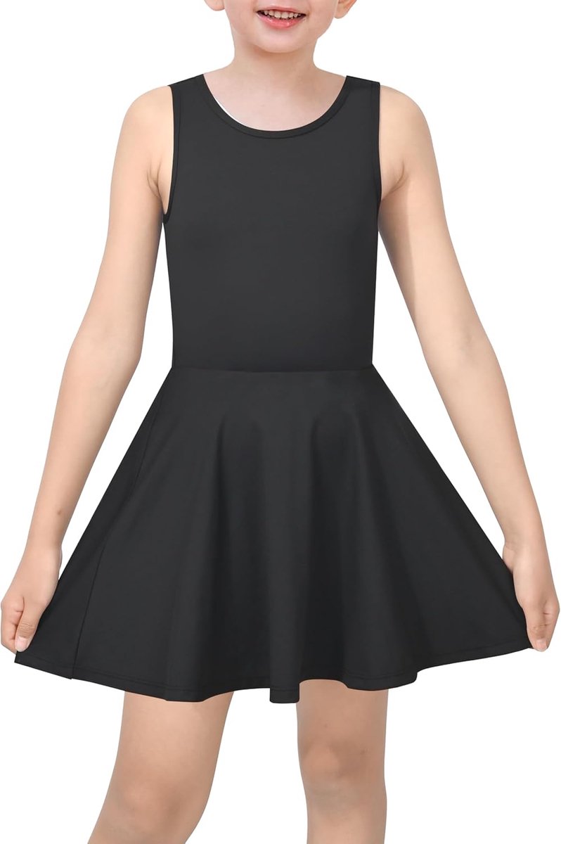 Tennisjurk Open Rug Strik Mouwloos Kinderen Golf School Sportjurk Outfit met Shorts en Zakken