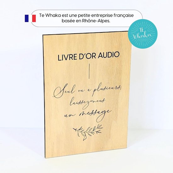Bruiloft - Audio-gastenboek - A5 houten bord - decoratie bruiloft - gastenboek poster bruiloft — afbeelding 3